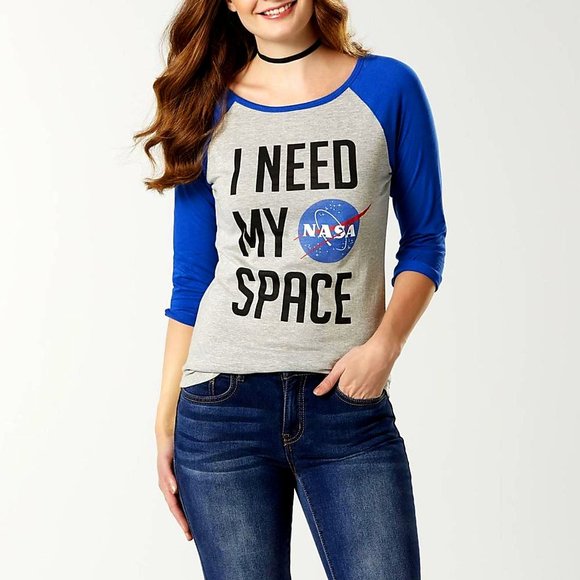 NASA Logo I Need My Space Raglan Official Tee M NWT - Picture 1 of 2